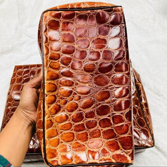 Rare Vintage Atelier Jeannette Leather Croc Embossed set made in Germany - Picture 12 of 16